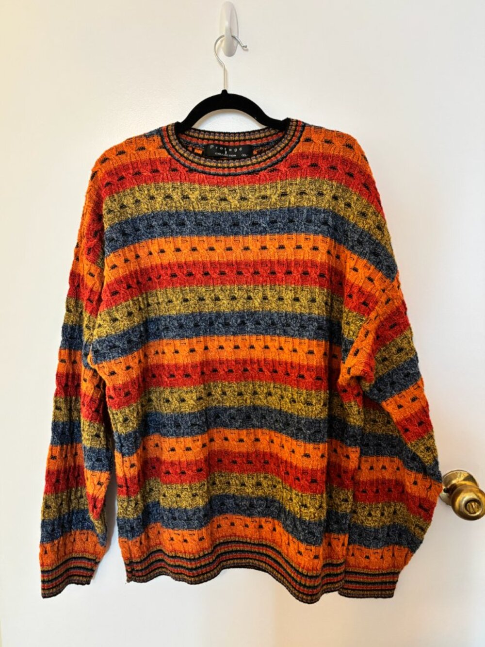 Vintage 90s Protegé Collection 3D Chunky Knit Sweater Mens XL Multicolor